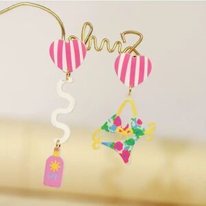 14k BEACH BATHING suntain lotion bikini mismatched earrings